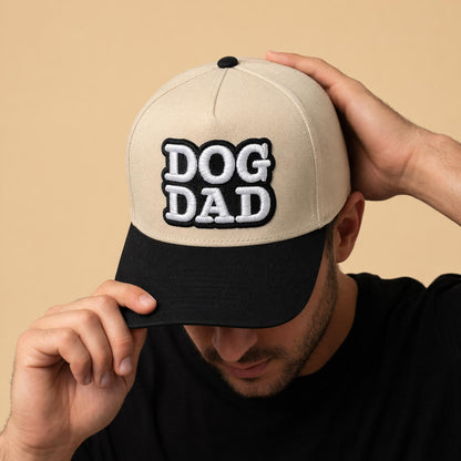 Dog Dad Hat | Black & Natural 3D Puff Embroidered Trucker – DogKingdom™