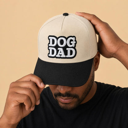 Dog Dad Hat | Black & Natural 3D Puff Embroidered Trucker – DogKingdom™