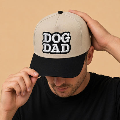 Dog Dad Hat | Black & Natural 3D Puff Embroidered Trucker – DogKingdom™