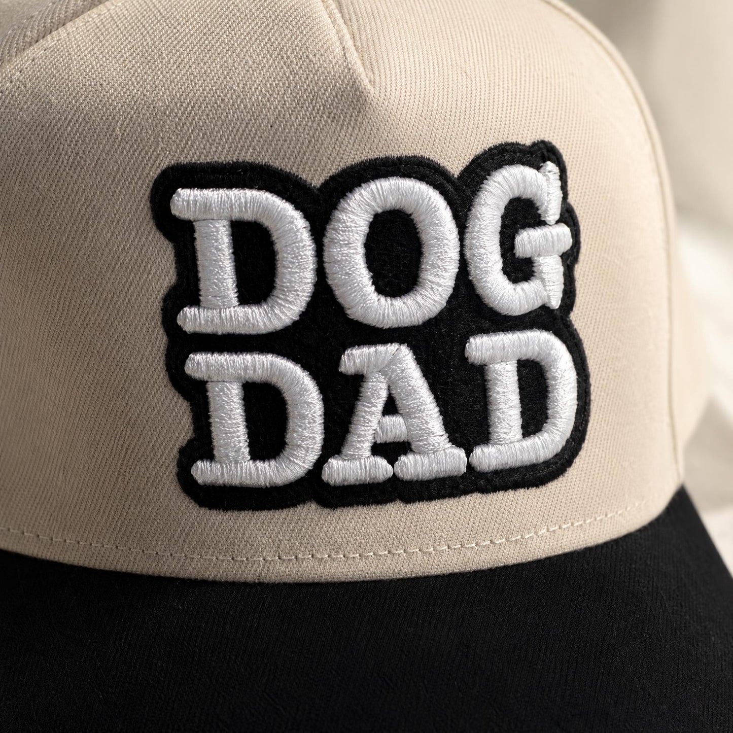 Dog Dad Hat | Black & Natural 3D Puff Embroidered Trucker – DogKingdom™