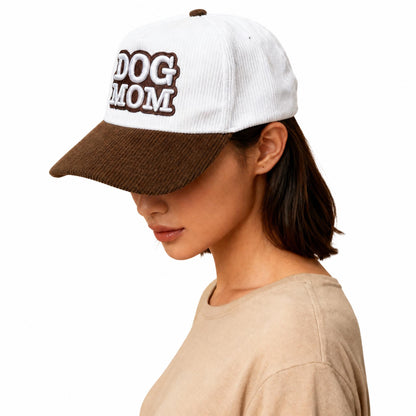 Dog Mom Corduroy Snapback Hat