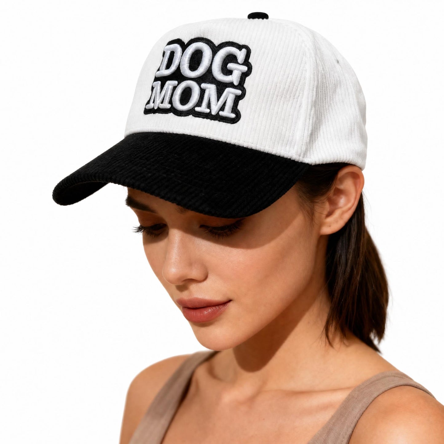 Dog Mom Corduroy Snapback Hat