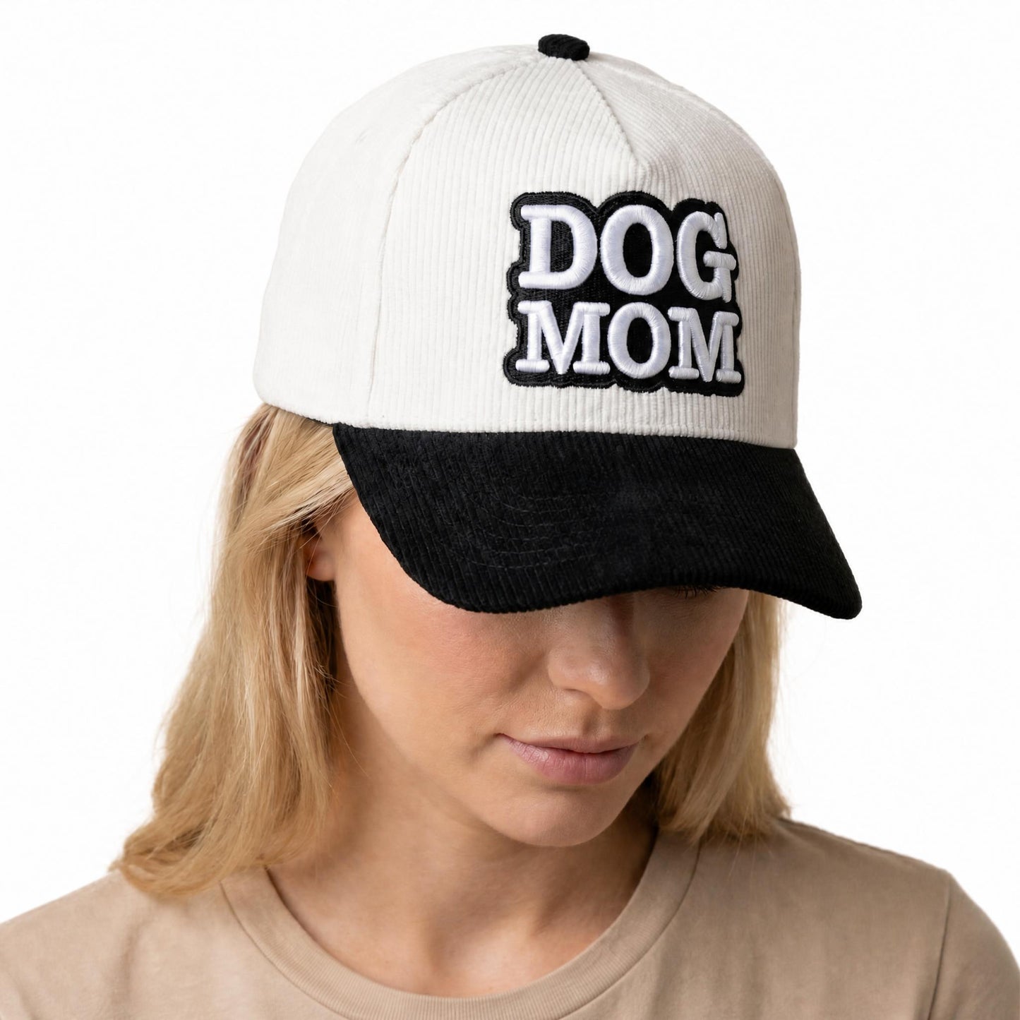 Dog Mom Corduroy Snapback Hat